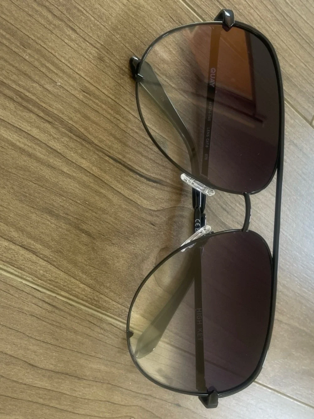 Quay “HIGH KEY “ Avaitor Black Sunglasses w/Gradient Smoke Lenses New
